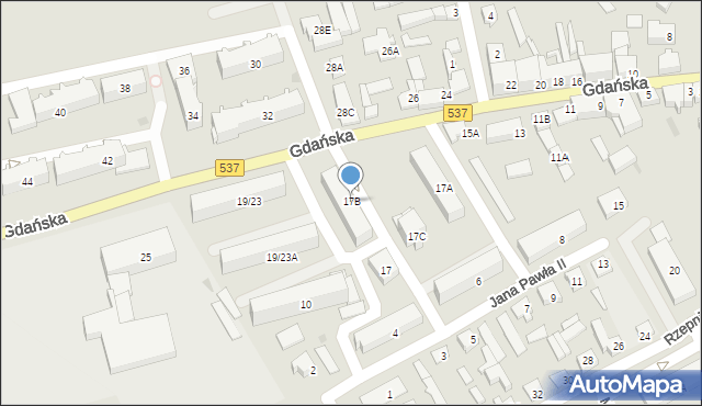 Lubawa, Gdańska, 17B, mapa Lubawa