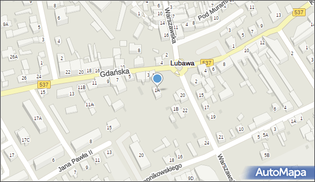 Lubawa, Gdańska, 1A, mapa Lubawa