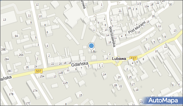 Lubawa, Gdańska, 8a, mapa Lubawa