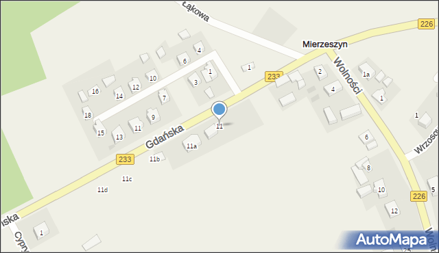 Mierzeszyn, Gdańska, 11, mapa Mierzeszyn
