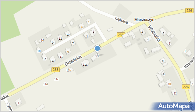 Mierzeszyn, Gdańska, 11, mapa Mierzeszyn