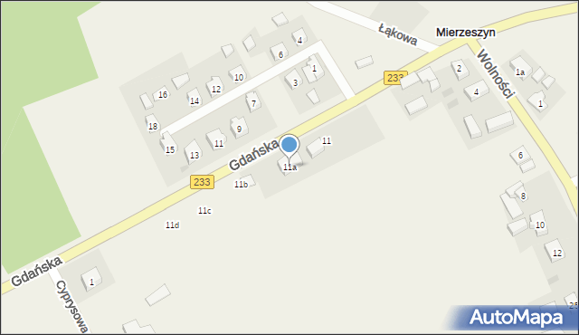 Mierzeszyn, Gdańska, 11a, mapa Mierzeszyn