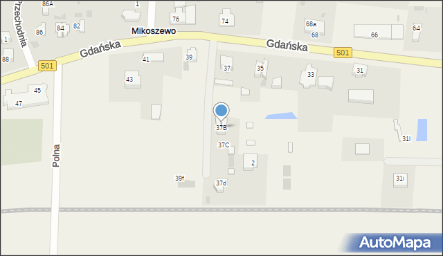 Mikoszewo, Gdańska, 37B, mapa Mikoszewo