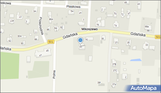 Mikoszewo, Gdańska, 43, mapa Mikoszewo