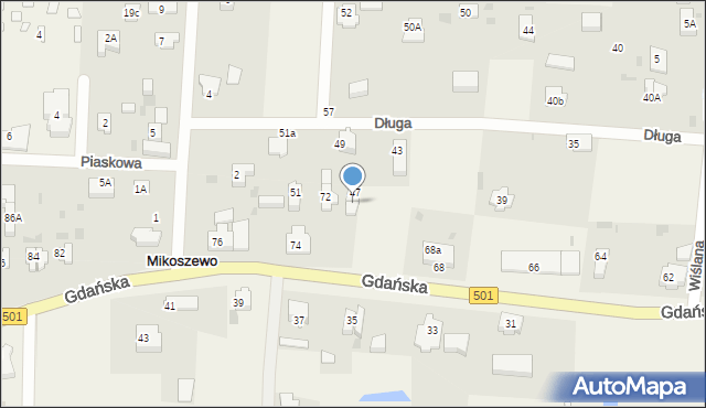 Mikoszewo, Gdańska, 72a, mapa Mikoszewo