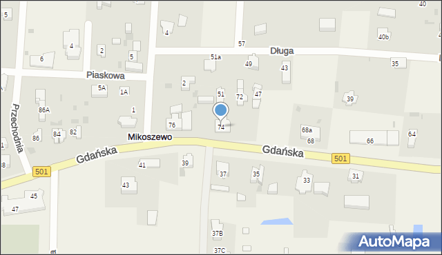 Mikoszewo, Gdańska, 74, mapa Mikoszewo