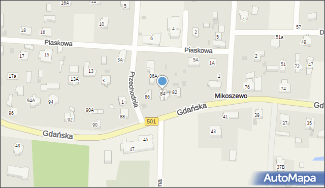 Mikoszewo, Gdańska, 84, mapa Mikoszewo
