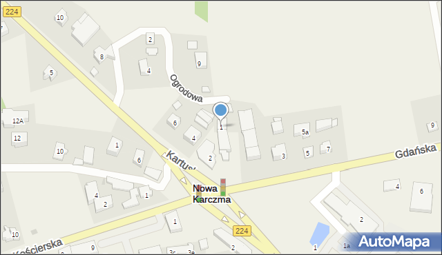 Nowa Karczma, Gdańska, 1, mapa Nowa Karczma