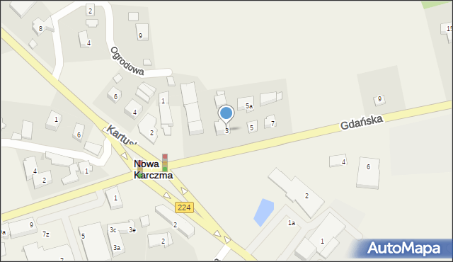 Nowa Karczma, Gdańska, 3, mapa Nowa Karczma