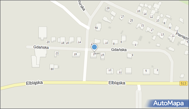 Orneta, Gdańska, 17, mapa Orneta