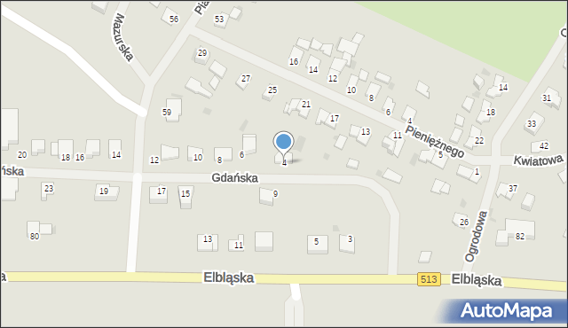 Orneta, Gdańska, 4, mapa Orneta