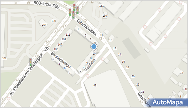 Piła, Gdańska, 10, mapa Piły