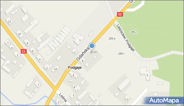 Podgaje, Gdańska, 17, mapa Podgaje