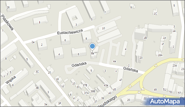 Puławy, Gdańska, 6a, mapa Puław