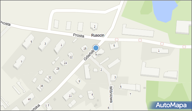 Rusocin, Gdańska, 7, mapa Rusocin