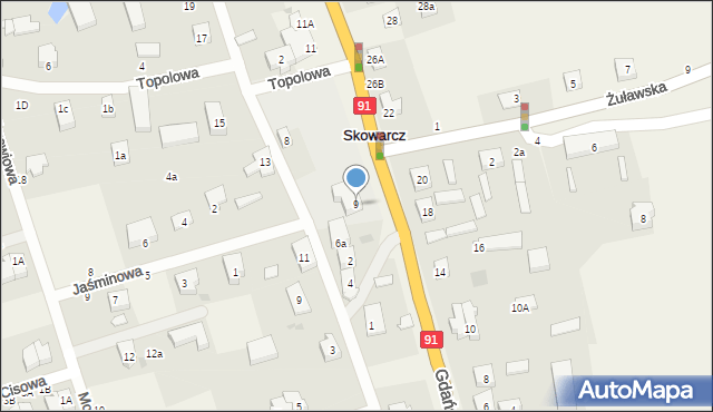 Skowarcz, Gdańska, 9, mapa Skowarcz