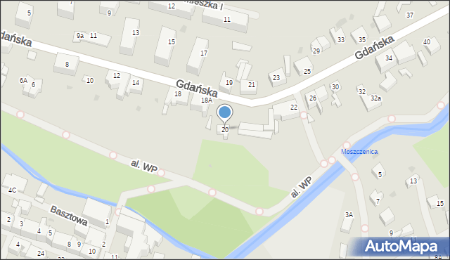 Sławno, Gdańska, 20, mapa Sławno