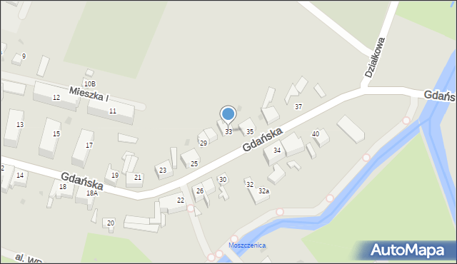 Sławno, Gdańska, 33, mapa Sławno