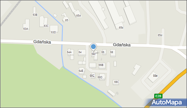 Sławno, Gdańska, 64c, mapa Sławno