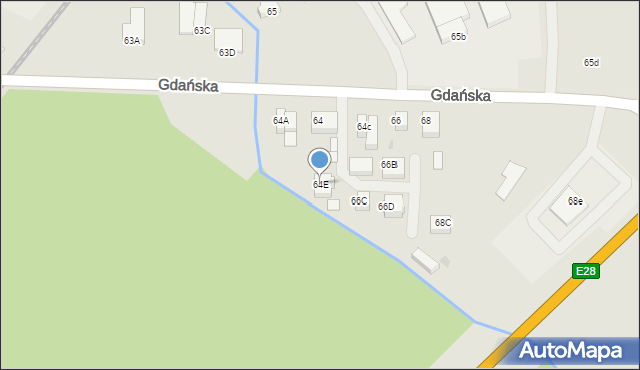 Sławno, Gdańska, 64E, mapa Sławno