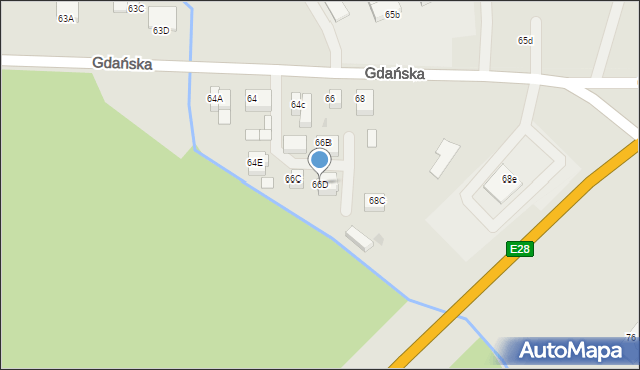 Sławno, Gdańska, 66D, mapa Sławno