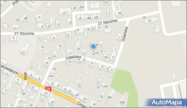 Sosnowiec, Gdańska, 11, mapa Sosnowca