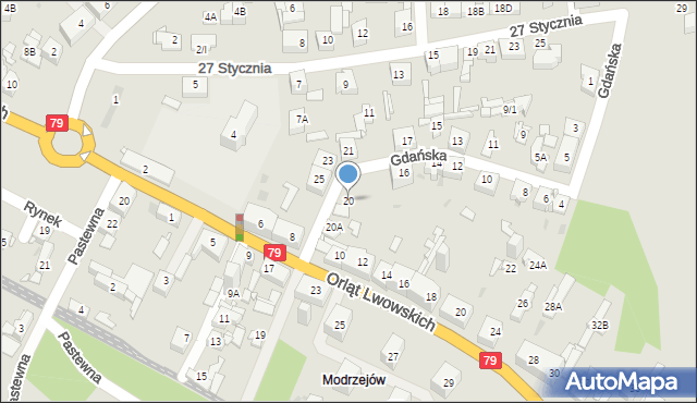 Sosnowiec, Gdańska, 20, mapa Sosnowca