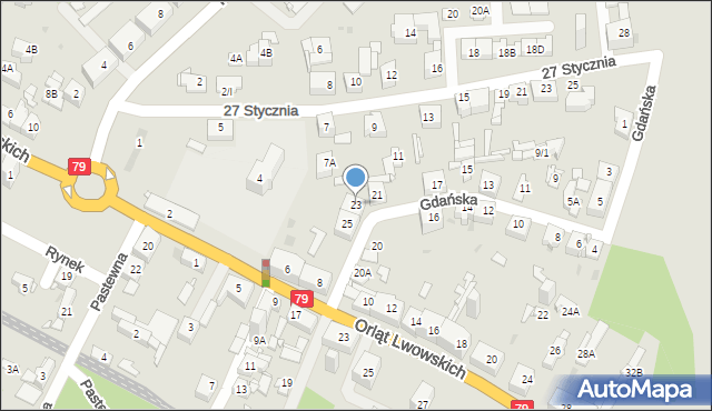 Sosnowiec, Gdańska, 23, mapa Sosnowca