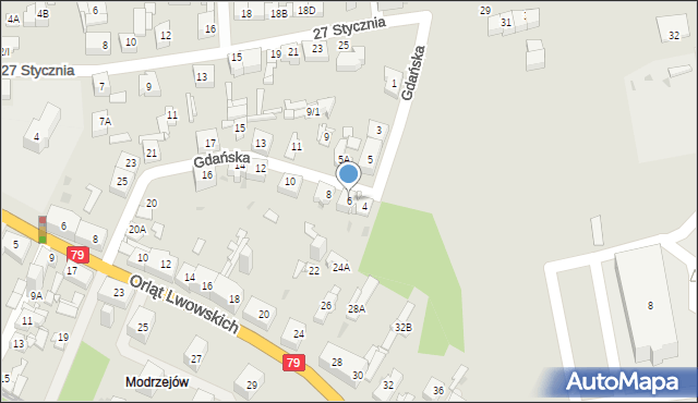 Sosnowiec, Gdańska, 6, mapa Sosnowca