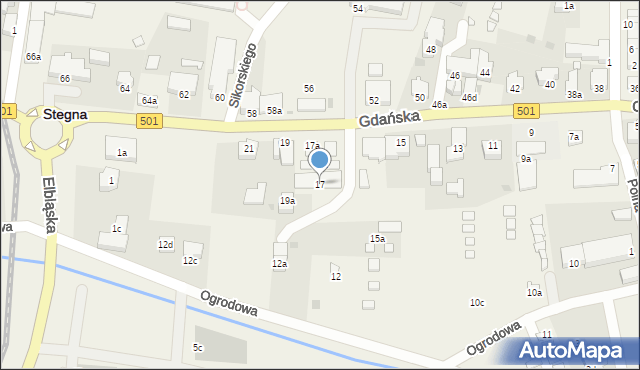 Stegna, Gdańska, 17, mapa Stegna