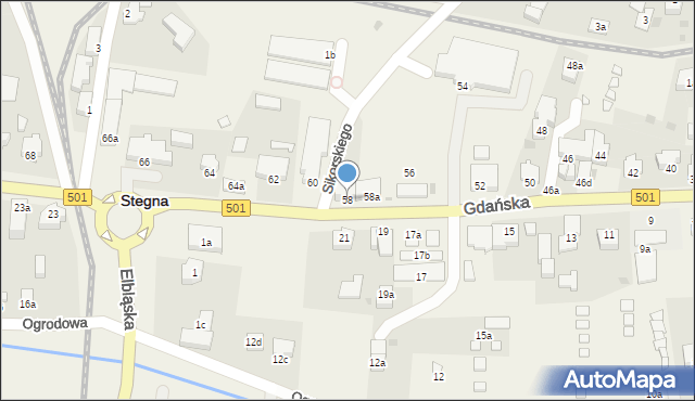 Stegna, Gdańska, 58, mapa Stegna