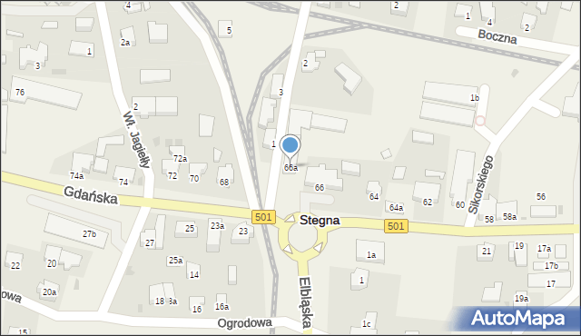 Stegna, Gdańska, 66a, mapa Stegna