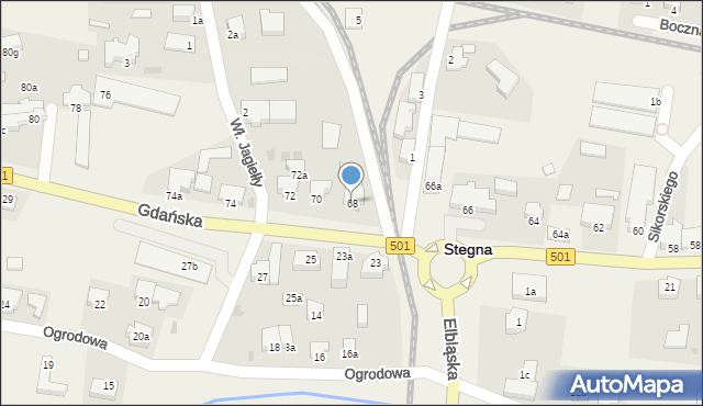 Stegna, Gdańska, 68, mapa Stegna