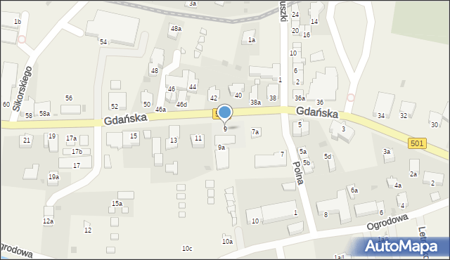 Stegna, Gdańska, 9, mapa Stegna