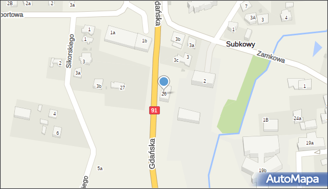 Subkowy, Gdańska, 26, mapa Subkowy