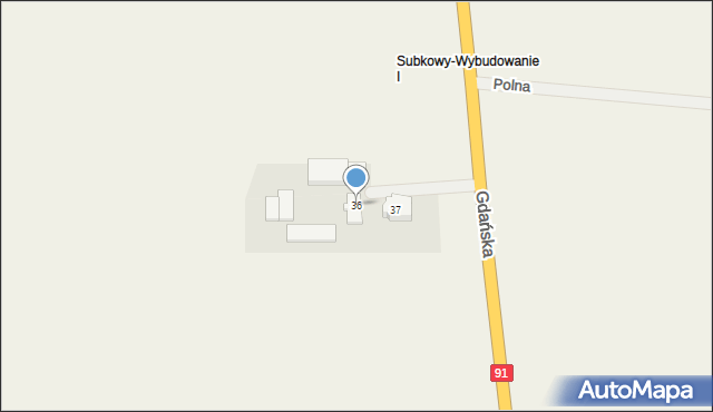 Subkowy, Gdańska, 36, mapa Subkowy