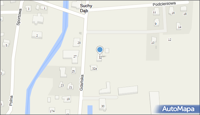 Suchy Dąb, Gdańska, 32, mapa Suchy Dąb