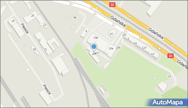 Szczecin, Gdańska, 10F, mapa Szczecina