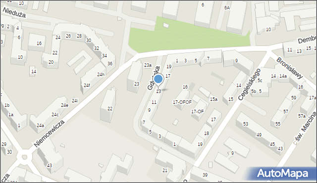 Szczecin, Gdyńska, 13, mapa Szczecina