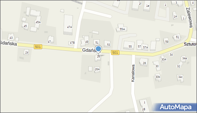 Sztutowo, Gdańska, 26, mapa Sztutowo