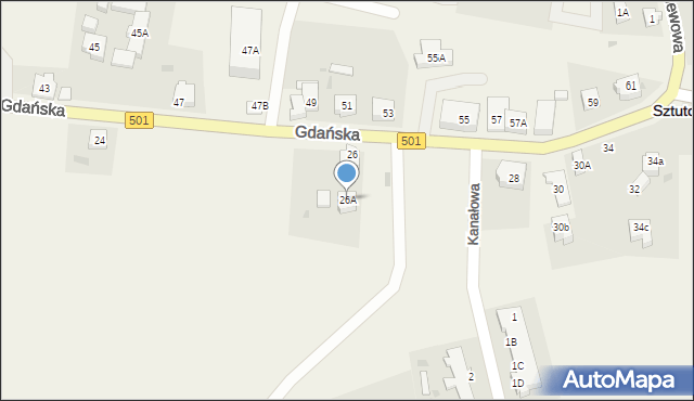 Sztutowo, Gdańska, 26A, mapa Sztutowo