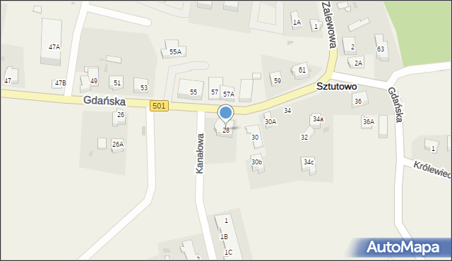 Sztutowo, Gdańska, 28, mapa Sztutowo