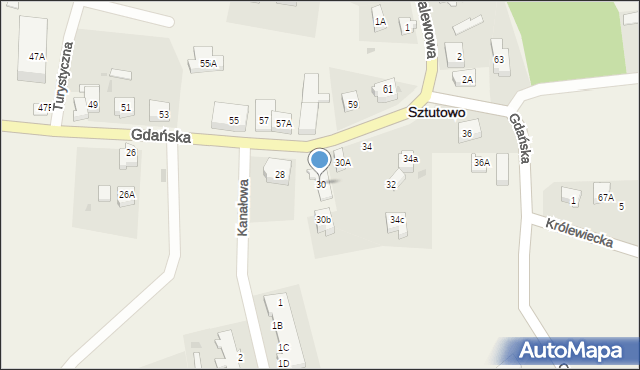 Sztutowo, Gdańska, 30, mapa Sztutowo