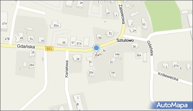 Sztutowo, Gdańska, 30A, mapa Sztutowo