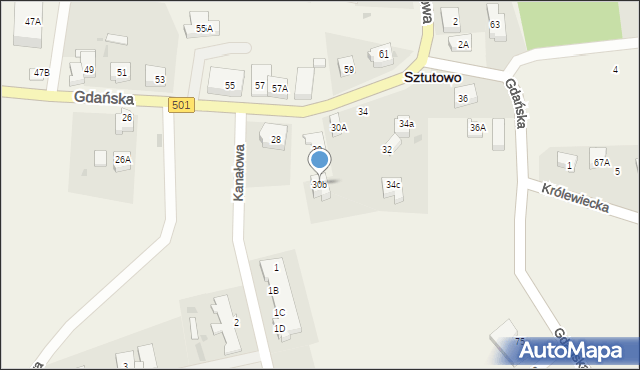 Sztutowo, Gdańska, 30b, mapa Sztutowo