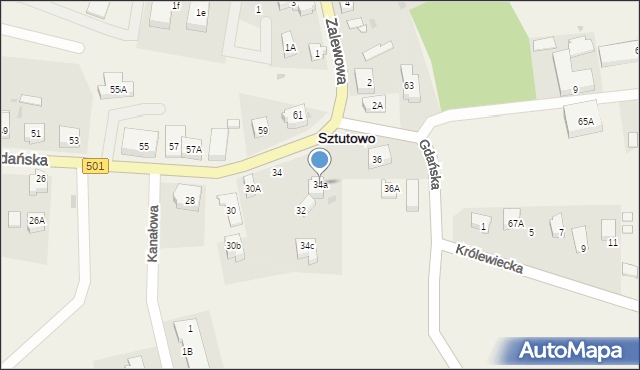 Sztutowo, Gdańska, 34a, mapa Sztutowo