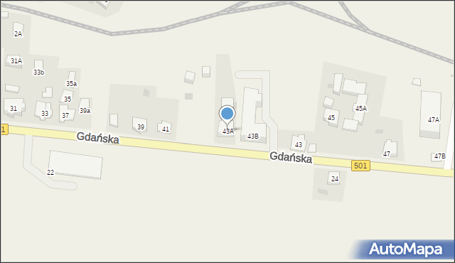 Sztutowo, Gdańska, 43A, mapa Sztutowo