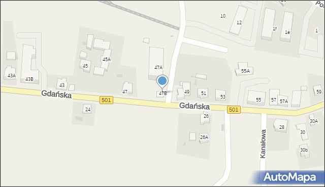 Sztutowo, Gdańska, 47B, mapa Sztutowo