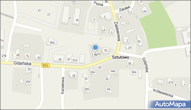 Sztutowo, Gdańska, 59, mapa Sztutowo