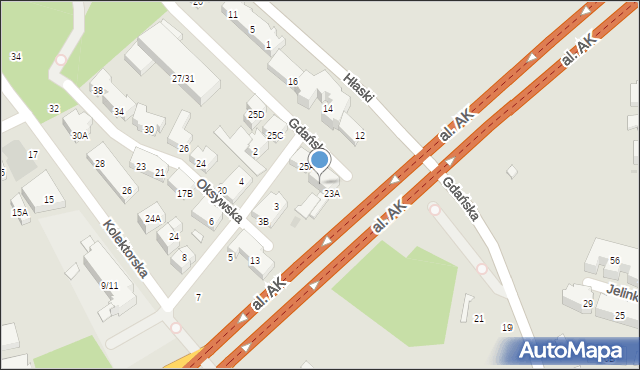 Warszawa, Gdańska, 25, mapa Warszawy